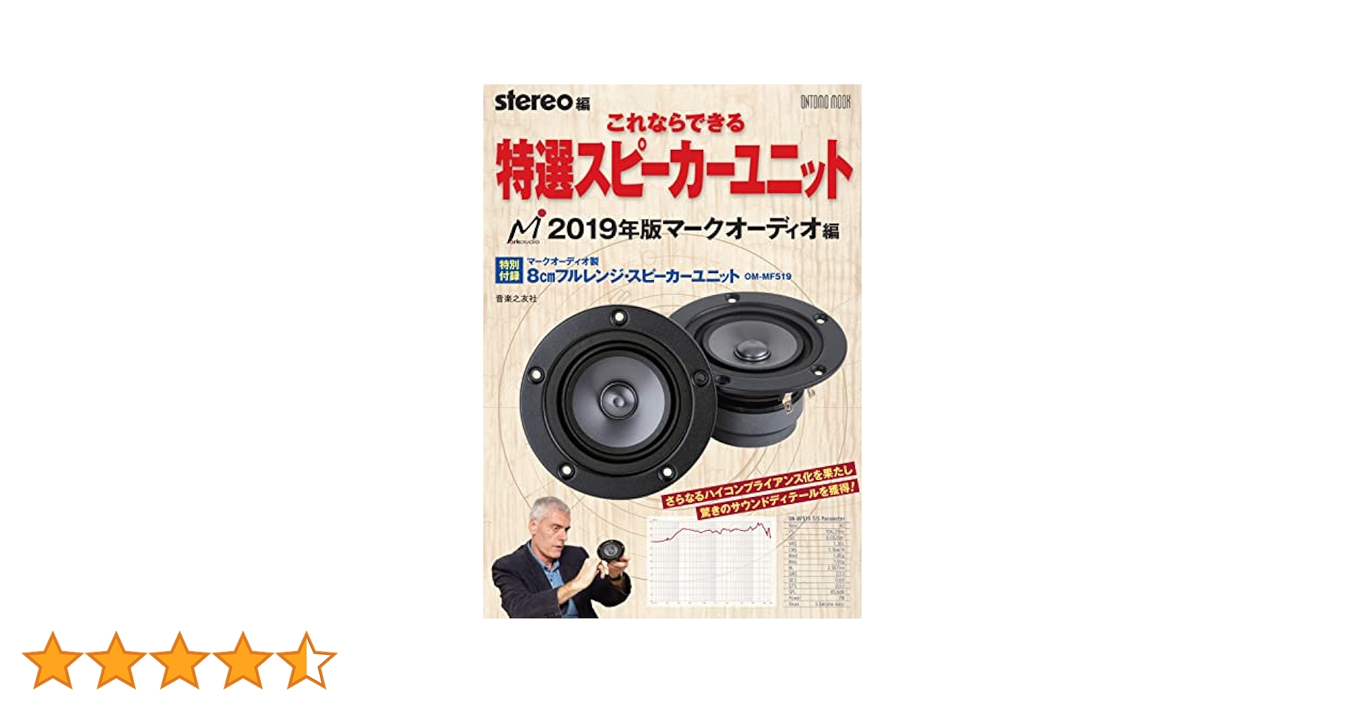 特選スピーカーユニット マークオーディオ編 8cm フルレンジ 2組セット 自作用スピーカーユニットが付録のStereoムック本。磁石2枚で